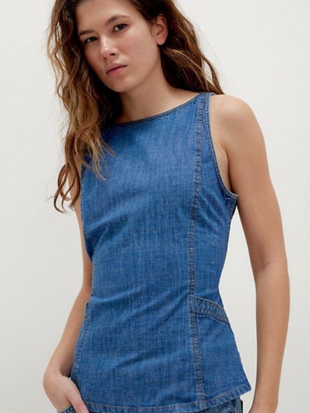 FREE PEOPLE Night Moves Denim Top Size Small